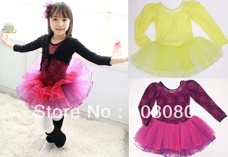 Быстрая,, для детей от 4 до 8 лет, Корейская желтая детская балетная юбка с длинными рукавами юбка-подтяжки для девочки платье для танцев