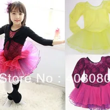 Быстрая,, для детей от 4 до 8 лет, Корейская желтая детская балетная юбка с длинными рукавами юбка-подтяжки для девочки платье для танцев