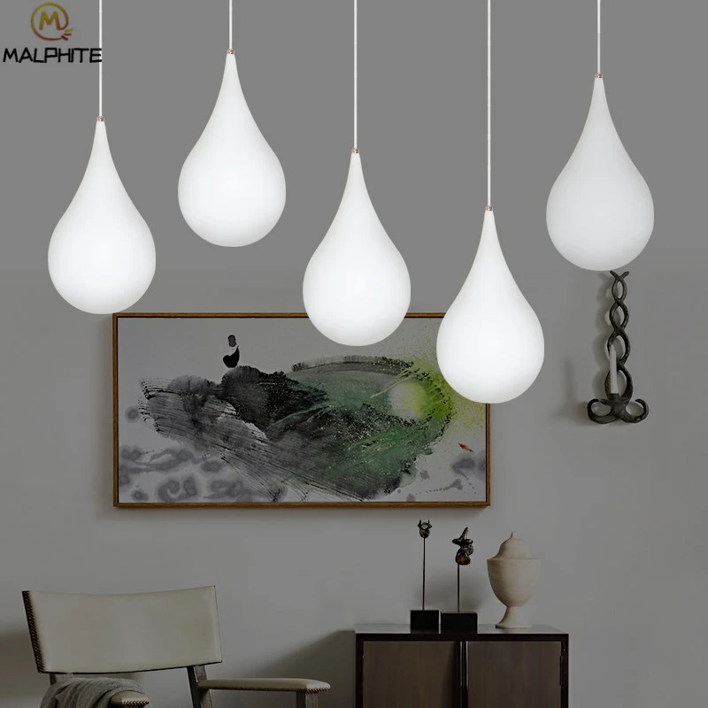 

Nordic LED PE Water Droplet Pendant Lights Living Room Bedroom Colorful Remote Control Hanging Pendant Lamp Cafe Bar Luminaire