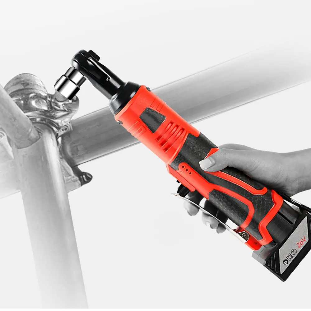 

Multifunctional 12V / 26V Cordless Rechargeable Electric Wrench 3/8 Inch Right Angle Electric Ratchet Wrenches with LED Light