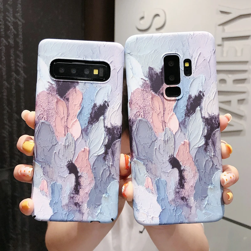 YHBBCASES ретро-чехлы с масляной росписью для samsung S10 S8 S9 Plus, разноцветный жесткий чехол для телефона с каракулями для samsung Note 10 8 9