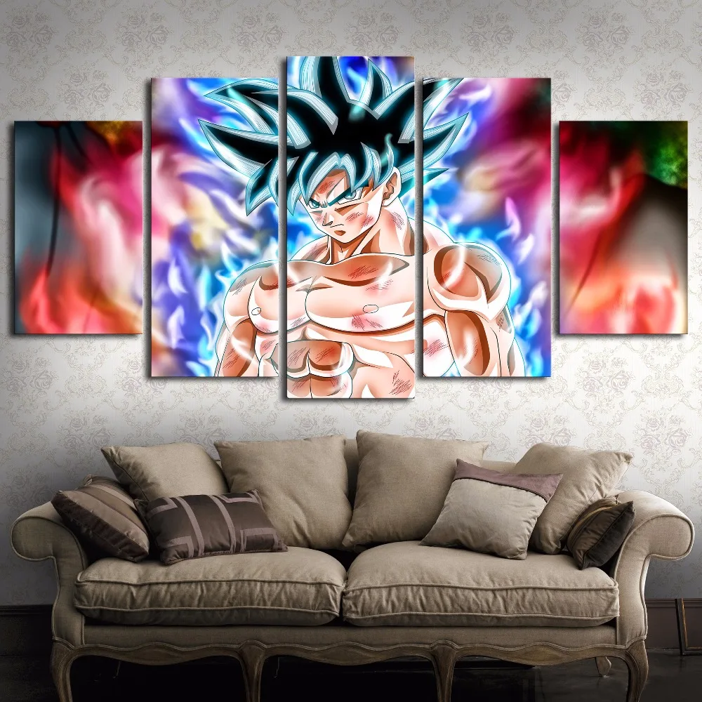 

HD Prints Canvas Pictures Wall Art For Living Room 5 Pieces Anime Dragon Ball Goku Paintings Modular Poster Home Decor Framework