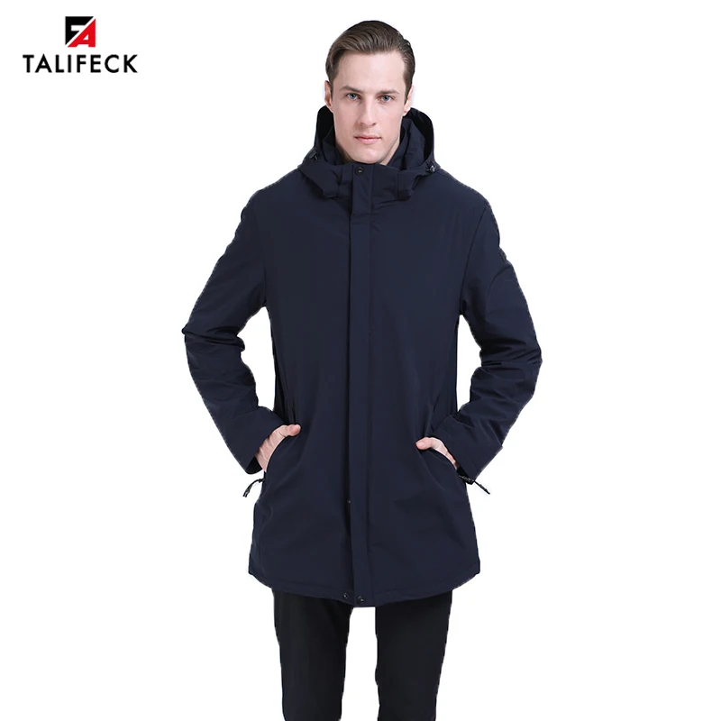 

2019 Men Spring Autumn Jacket Trench Coat Parka Bussiness Long Coat Casual Padded Coat Long Jacket Windbreaker Solid Jacket