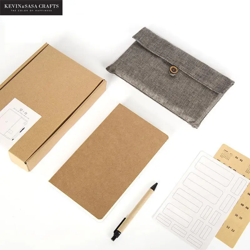 

New Notebook Luxury 128 Sheets 2018 Planner Sketchbook Diary Note Book Vintage Fabric Journal Stationery School Tools Gift set