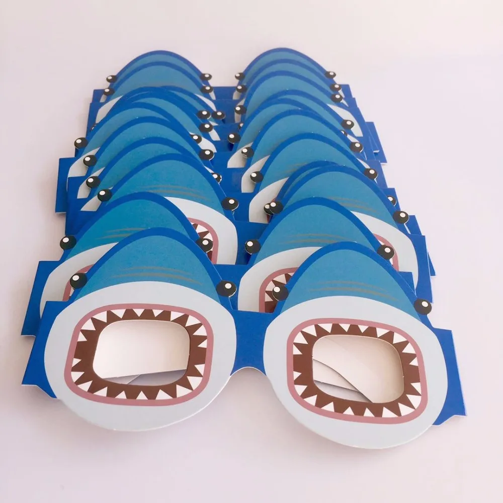 

12pcs/set Ocean Shark Styling Paper Glasses Mask Photo Booth Props Birthday / Baby Shower Party Time Supplies Kids Gifts