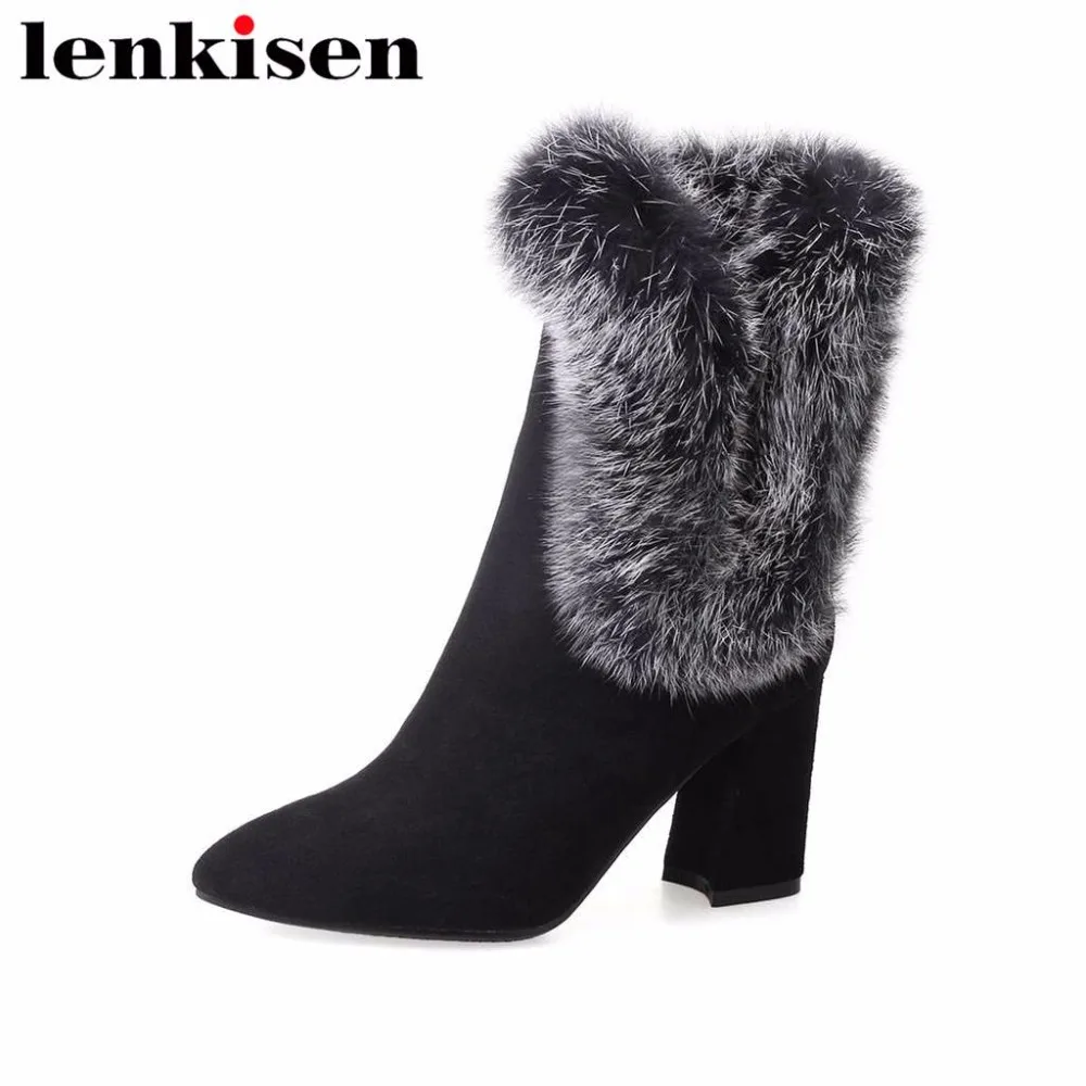 Nouveau Femme Cheville Chaud Hiver Neige Talon Bas Confortable doublé de fourrure bottes taille