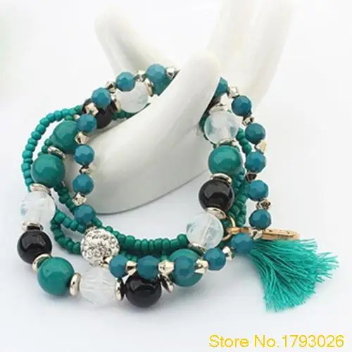 

Women's Ethic Multilayer Mixed Rhinestone Acrylic Beads Chinese Style Bracelet 4TKC