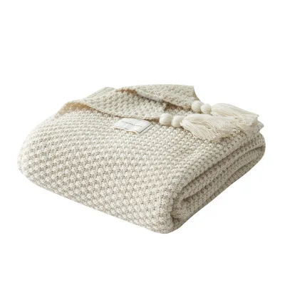 Высокое качество ручной работы трикотажные одеяла для кровати дивана крышка супер мягкий пледы Покрывало mantas para cama - Цвет: Beige
