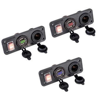 車ボートトラック 12 v 24 v 2 usb 充電器電圧計スイッチシガーライターソケット