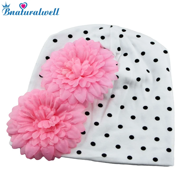 

Bnaturalwell Baby Big flower Beanies Toddler girls hat Kids flower beanie hat Cotton cap 1pc H361