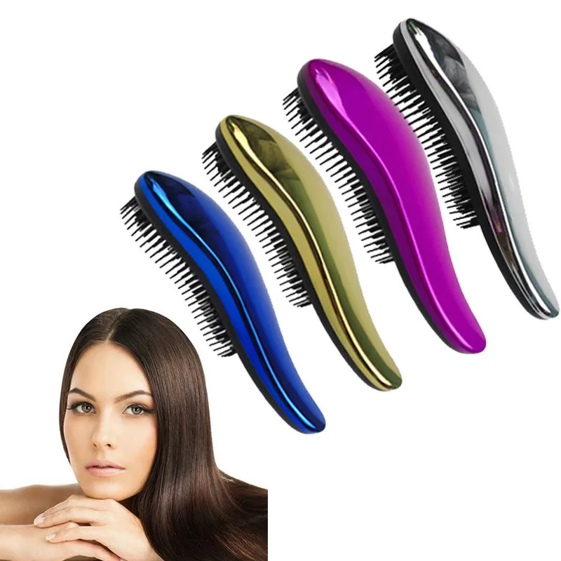 

1pcs Anti-static Hair Brush Comb Styling Tools Shower Electroplate Detangling Massage Combs for Salon Styling Women Girls Hair