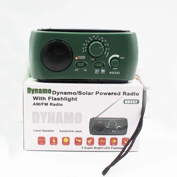

Radio Receiver Multifunction Am / Fm Dynamo Solar Radio Powerful Crank Generator Charger Green