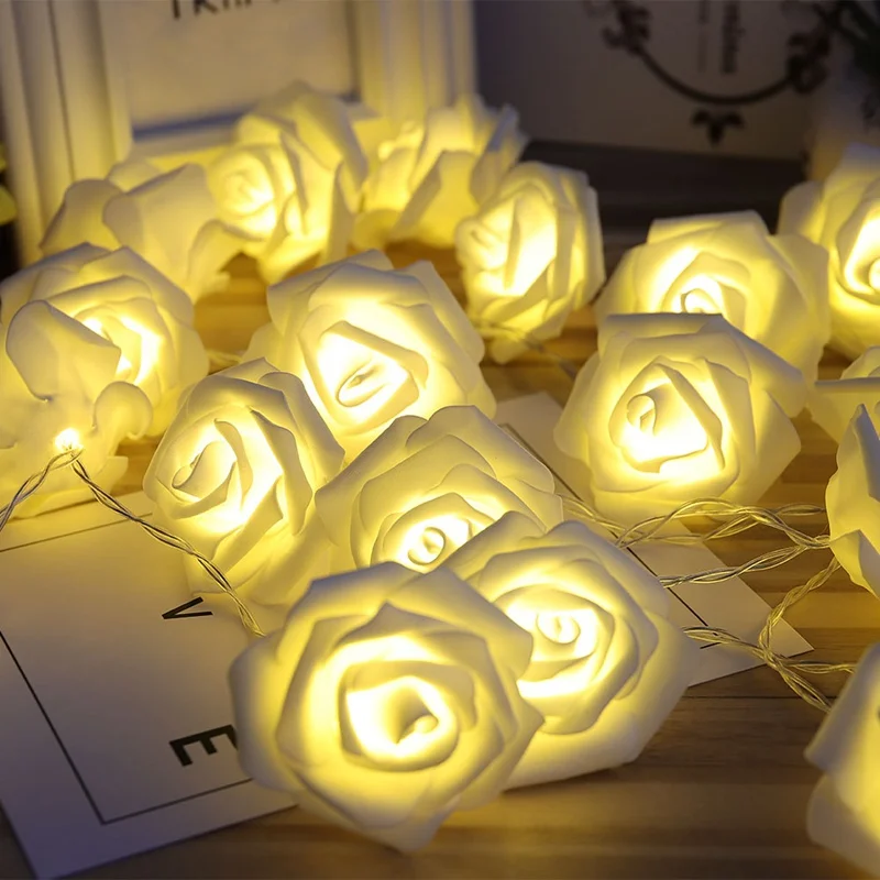

HOT SALE 3M Battery Operated LED Rose Flower Christmas Holiday String Lights For Valentine Wedding Decoration 10/20 LED Lamp