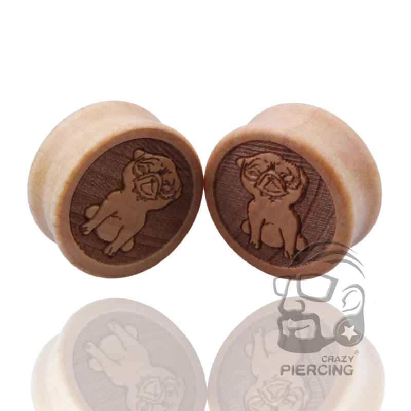 

Grave Dog Wood Ear Plugs Screw Ear Plug Flesh Tunnel Piercing Body Jewelry 8mm to 25mm