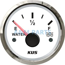 KUS Marine Boat Water Level Gauge Water Tank Level Gauge Indicator Empty Full Red/Yellow LED 12/24V 52mm 240-33 ohms
