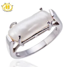 Hutang 100% Natural Perlas de Agua Dulce Joyería Sólido 925 Anillo de Plata Esterlina para Las Mujeres de Color Blanco
