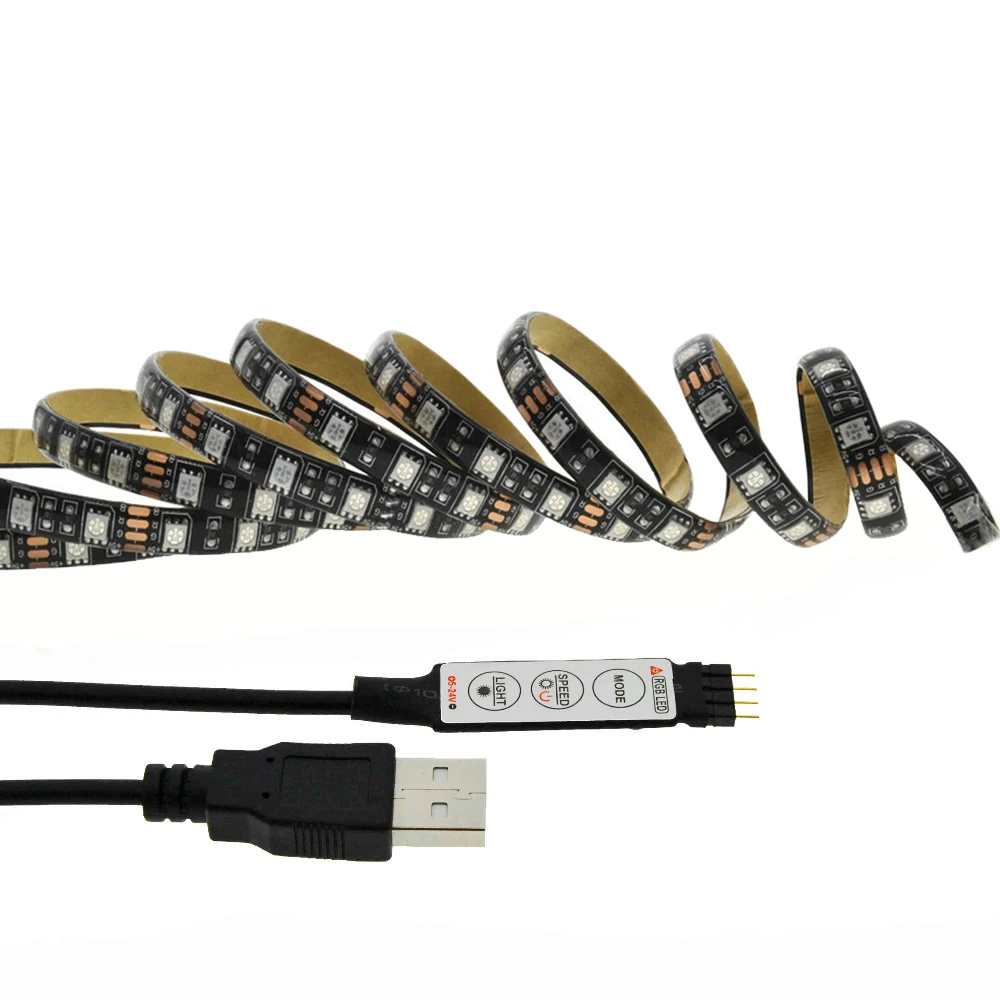 USB 5 В Светодиодные ленты 5050 ТВ Задний план Освещение 50 см/100 см/200 см 60leds/м декоративные Светодиодные ленты Комплект