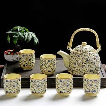 

Creaitve Japanese Style Tea Sets [1 Teapot+6 Cups] Simple Ceramic Kung Fu Teapot Cups Tea Set Boutique Tea Gift Fast Post