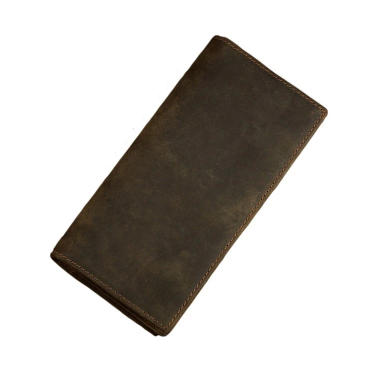 

Vintage Men Crazy Horse Leather Wallet Brand Long Genuine Leather Clutch Wallet Male Bifold Clutch Purse Boy Bag Wallet