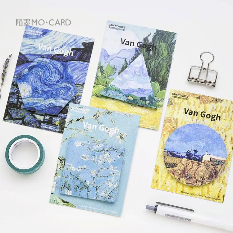 

1 Set Memo Pads Sticky Notes Kawaii Cute Van Gogh Paper Notepad Daliy Scrapbooking Stickers Office School stationery Bookmark