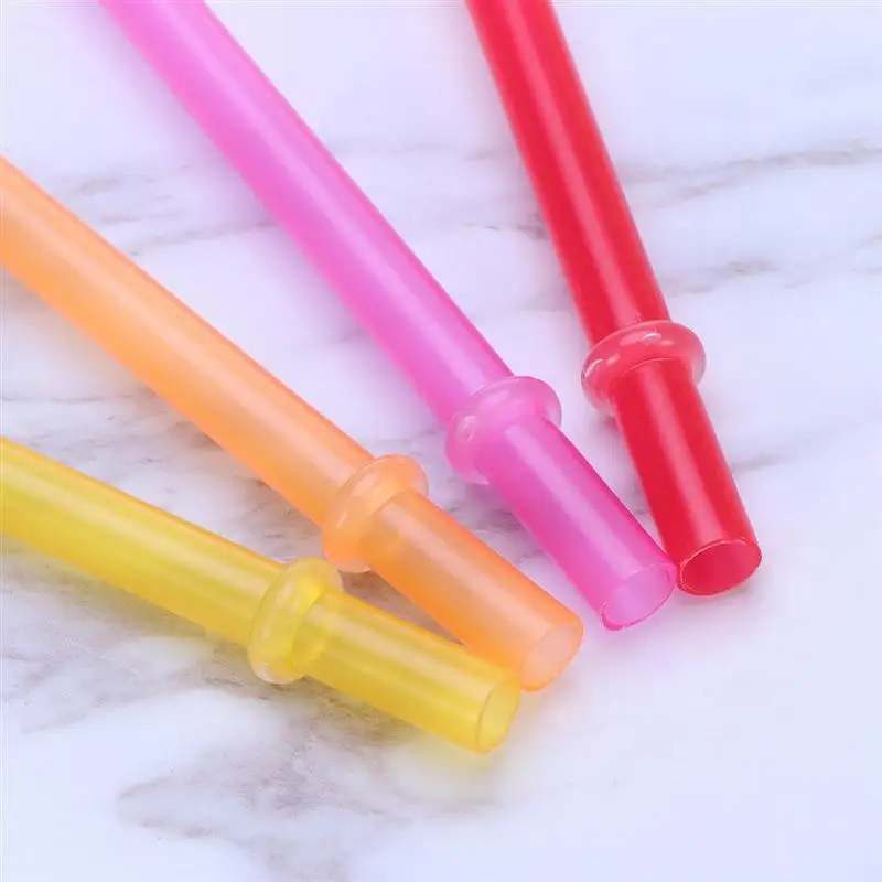 Pure Color Reusable Plastic Thick Drinking Straws Two Colors Threaded ...