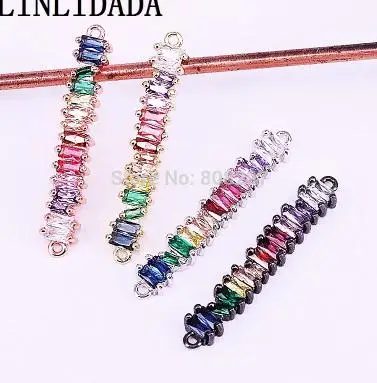 Mix Color Connector 10 шт проложить Установка красочный кубический цирконий кристалл, пластинка регулируемые браслеты для женщин или девочек подарок ювелирных изделий - Окраска металла: Mix Color Connector