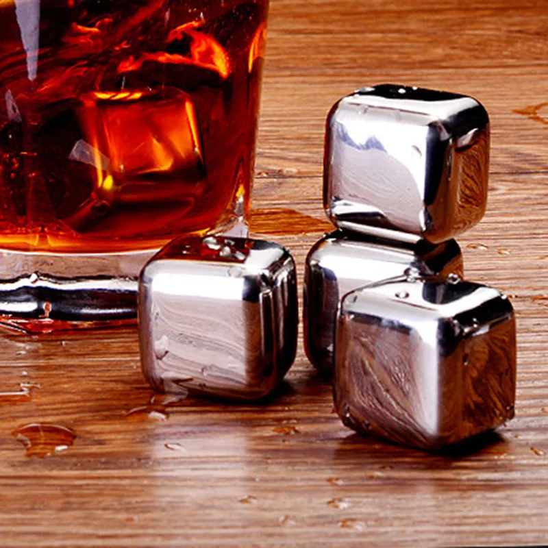 Buy 4Pcs/lot Square Stainless Steel Ice Cubes Whiskey