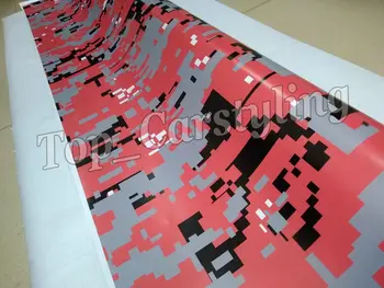 

New Red Digital Camouflage VINYL Car Wrap Printed PIXEL Camo Car Vinyl pellicola Motorcycle Vehicle Covering Foil 1.52x30m/Roll