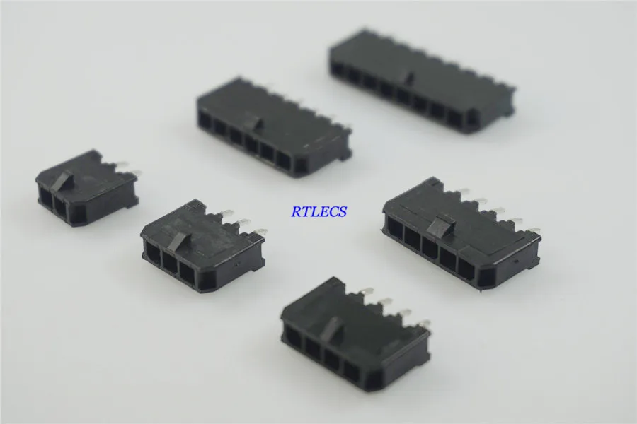 10 шт. Micro Fit 3 0 мм коннектор Вафля один ряд 1x2 2 Pin 4 5 6 8 прямой сквозное отверстие PCB