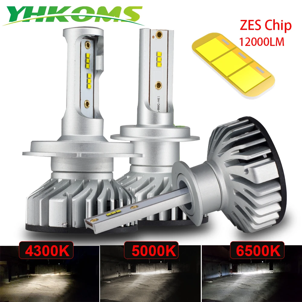 YHKOMS 2 предмета 60 Вт 12000LM Canbus H4 H7 4300K 5000K 6500K светодиодный мини фар автомобиля H1 H3 H8 H9 H11 9005 9006 анти EMC авто светодиодные лампы 12 В