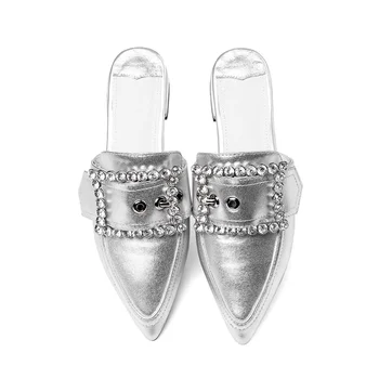 

2019 spring and summer women's slippers fashion design exquisite shiny decoration sexy pointed toe comfortable slippers women
