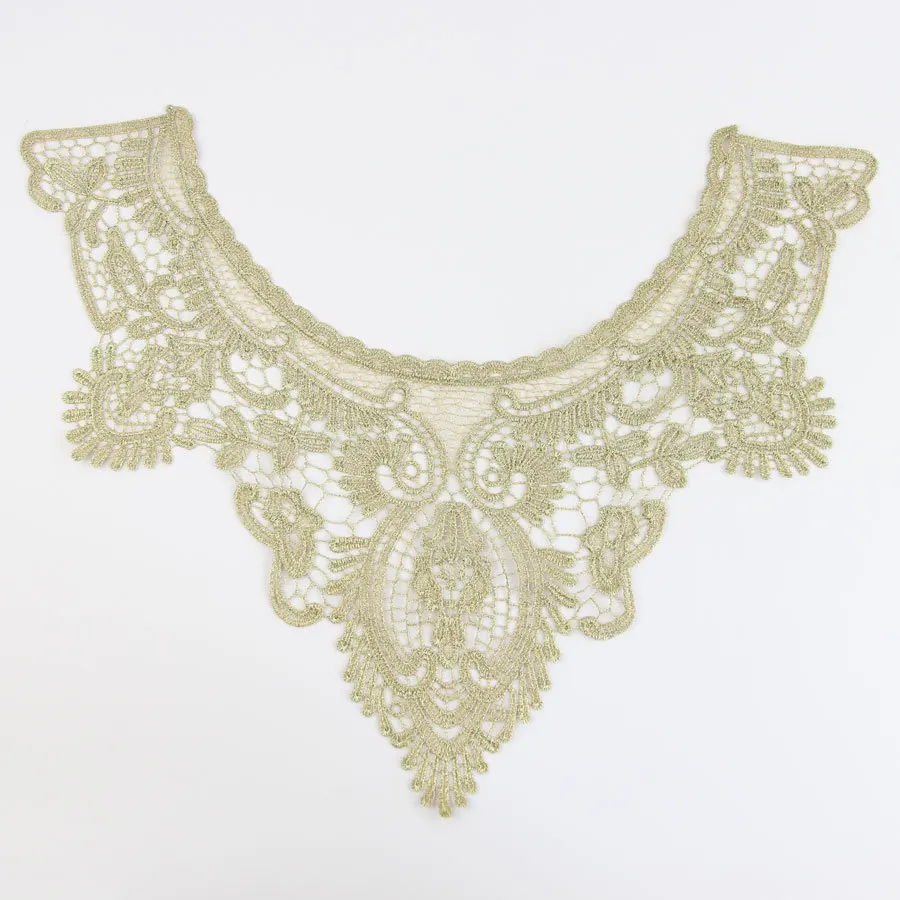 

Gold Embroidery Neckline Costume Decor Sewing Applique Craft Collar Lace Trim S10912