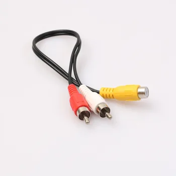 

500pcs/lot wholesale RCA FeMale to 2RCA male Adapter Connector Y-Splitter Plug Extender cable