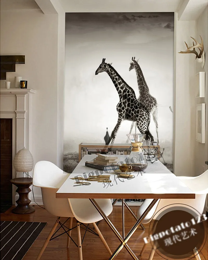 カスタマイズされた動物の壁紙 壁の装飾 キリンの写真 風景 寝室 廊下 オフィスの壁紙 Wallpaper For Walls 3d Wallpaper For Wallstree Wallpaper Aliexpress