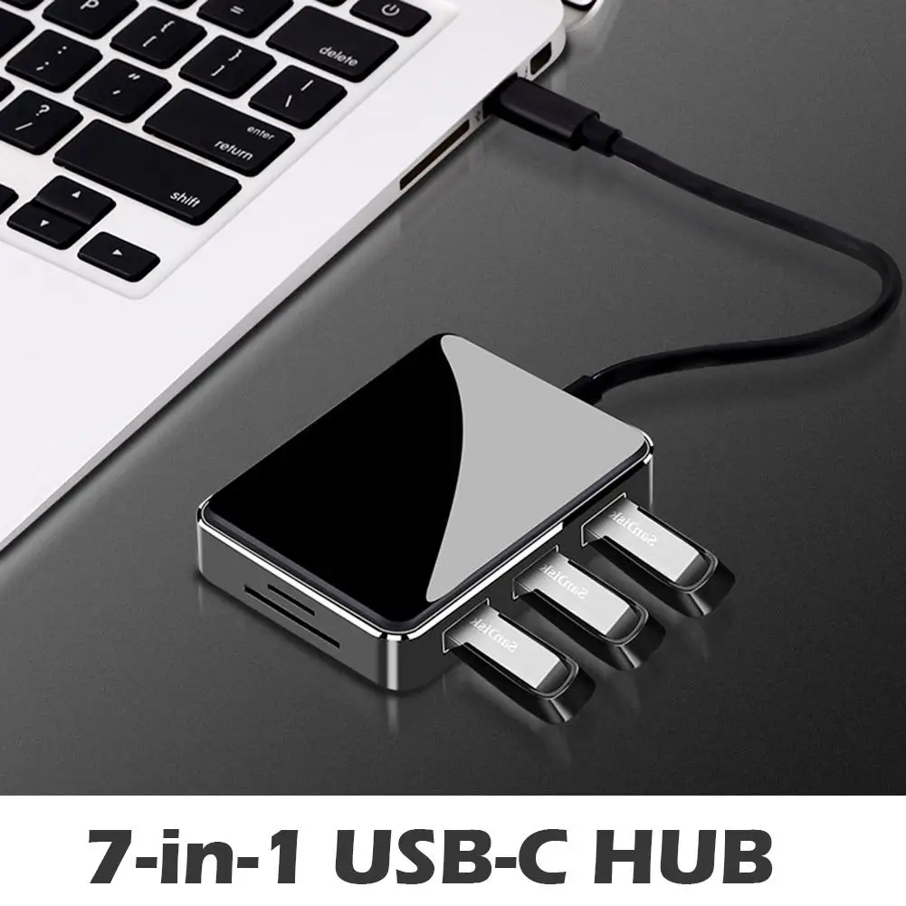 

Type-C To HDMI + VGA + USB3.0 + SD + TF Seven-In-One Converter USB-C Multi-Function Docking Station Adapter Accessories