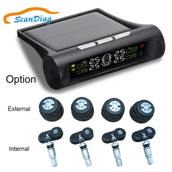 

Solar TPMS Wireelss Car Tire Pressure Monitoring System Internal / External Sensors Digital LCD Display Car Security System