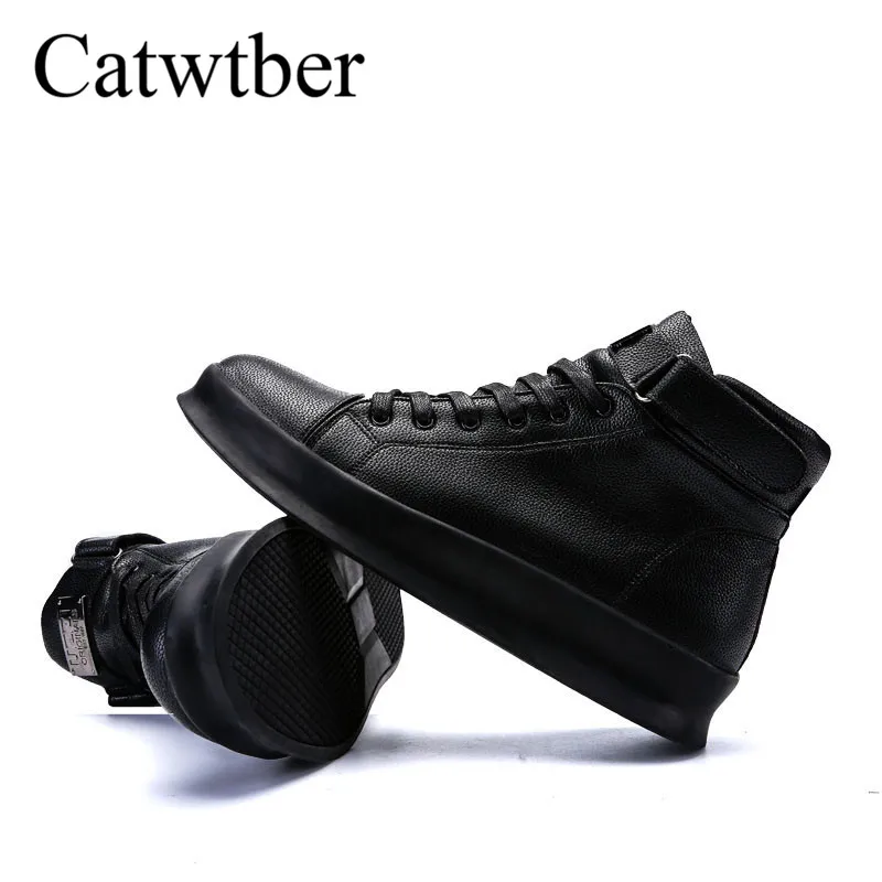 Catwtber/уличная кожаная обувь мужские ботинки Нескользящие Зимние Теплые ботильоны