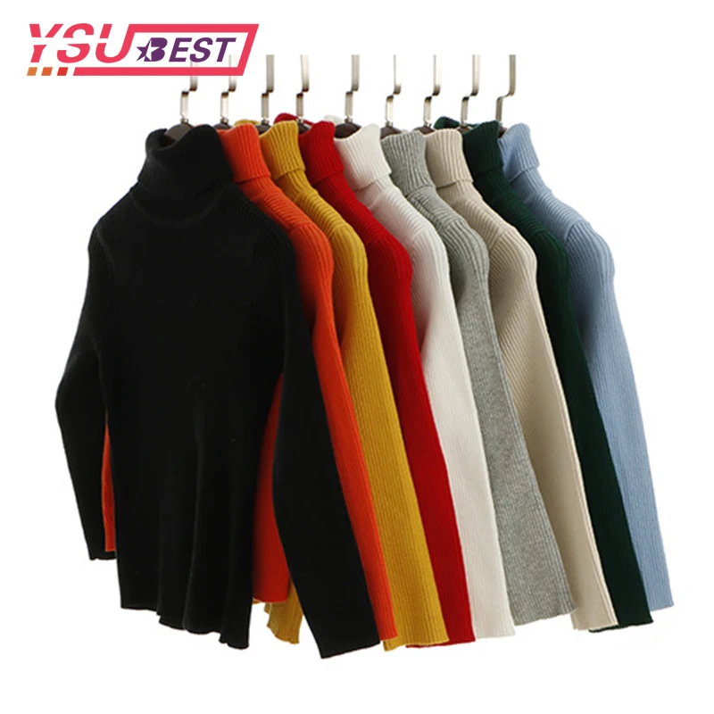 

2019 New Sweater Kids Sweaters Autumn Girls Turtleneck Sweaters 1-6Yrs Baby Boys Pullover Winter Knitted Bottoming Boys Sweaters