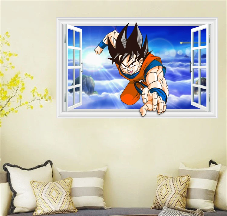 Dragon Ball Z Goku 3D аниме наклейки на окна Стены Виниловая Наклейка Декор роспись 345