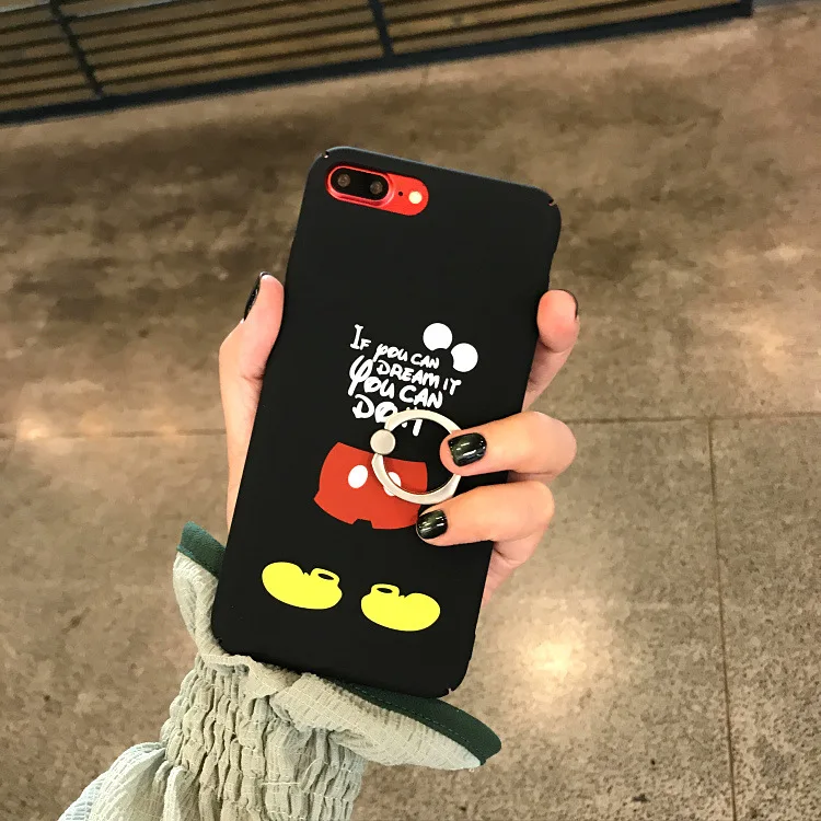 

Cartoon Mickey Minnie Mouse Phone Case For iPhone 6 6 Puls 6S 7 8 Puls Cases Fashion Stand Holder Hard Matte Back Cover Coque