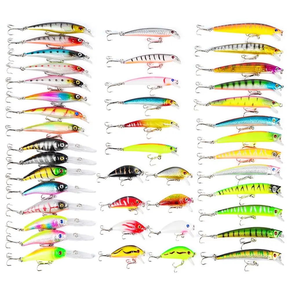 

Dragonpad 43 Pcs Colorful Fishing Lure Tackle Artificial Minnow Crank Baits Imitation Fish Shape Lure with Fishhook