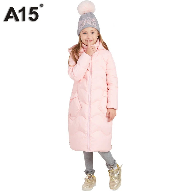 A15, новая детская зимняя куртка для девочек, пуховик, толстое Брендовое теплое длинное пальто принцессы, детская одежда, размер 8, 10, 12, 14 лет
