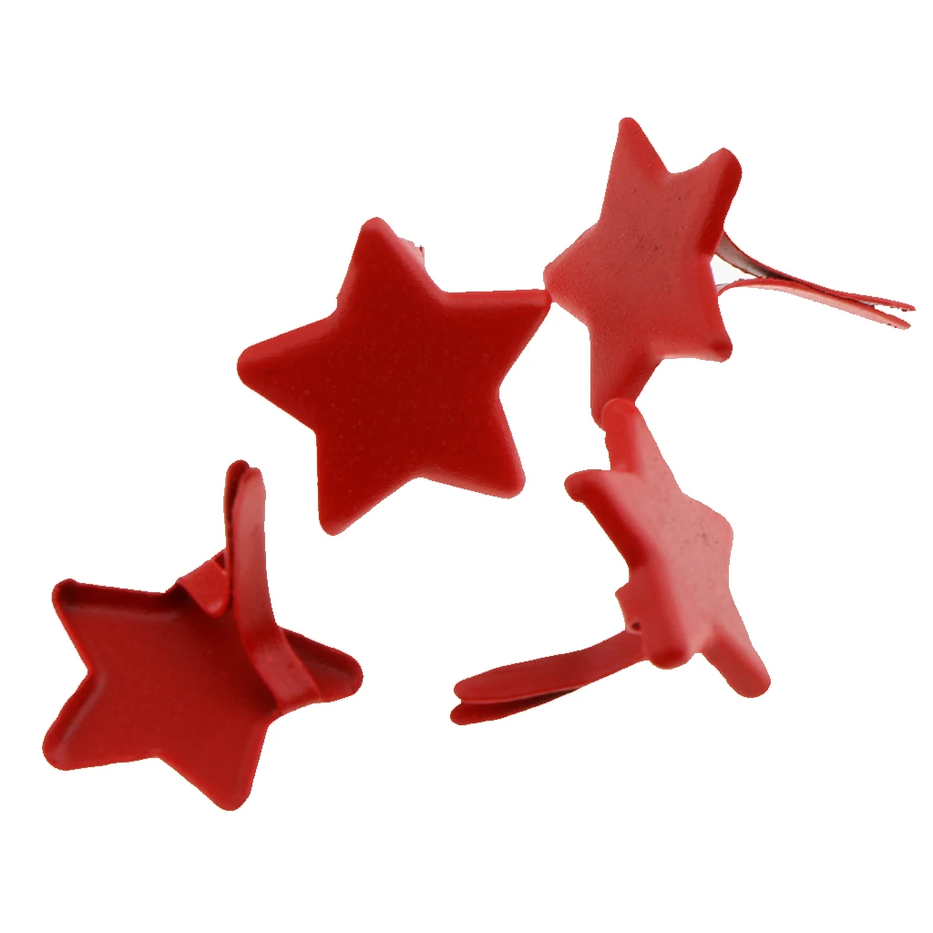 100pcs Red Star Shape Metal Brads Paper Fastener for Scrapbooking Craft 14mm 