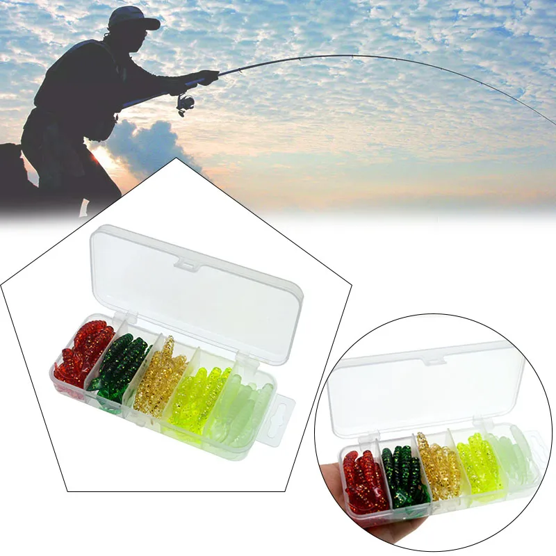 

50pcs / Box Soft Jig Fishing Lure Silicone Swimbait Bass Bait Shad Lures For Fishing Simulation Soft Fish Leurre