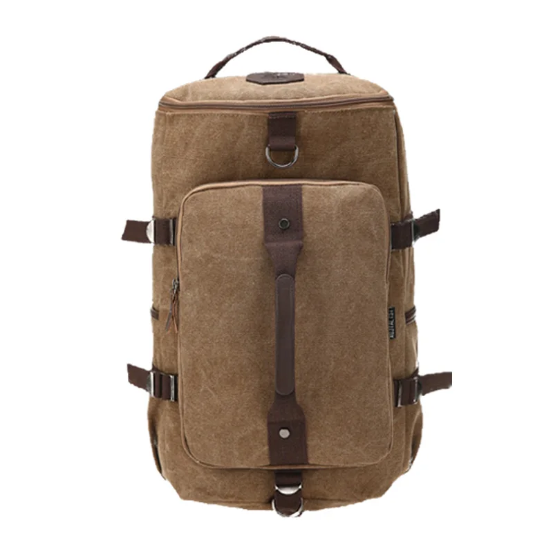 Винтажный холщовый мужской Школьный рюкзак, 15,6 дюймов, рюкзак для ноутбука, модные студенческие рюкзаки, уличный дорожный рюкзак, мужские сумки - Цвет: Коричневый