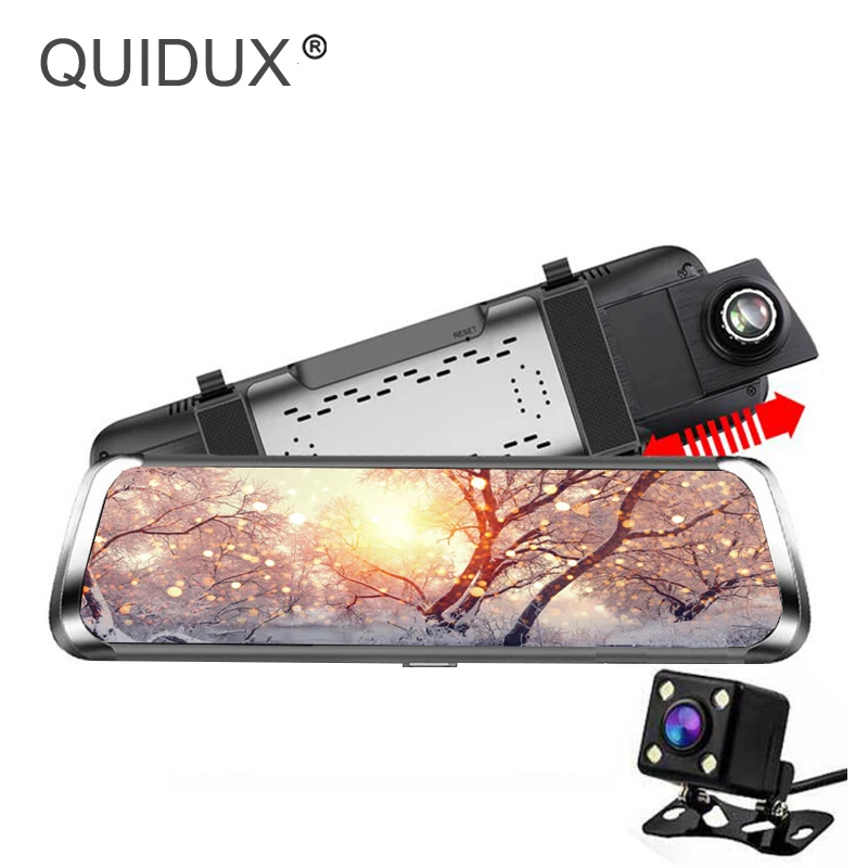 QUIDUX зеркало заднего вида Android 10 &quotIPS 3G ADAS Автомобильная DVR камера 1080P Dash WiFI 1 + 16G GPS