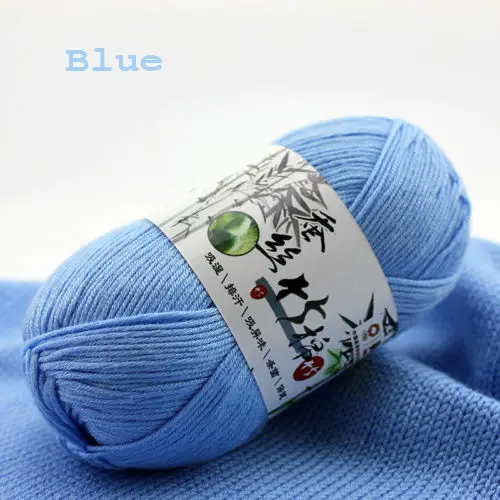 1 шт. 55 г пряжа популярные цвета супер мягкий натуральный Гладкий бамбуковый хлопок DIY свитер одеяло крючком пряжа - Цвет: Blue