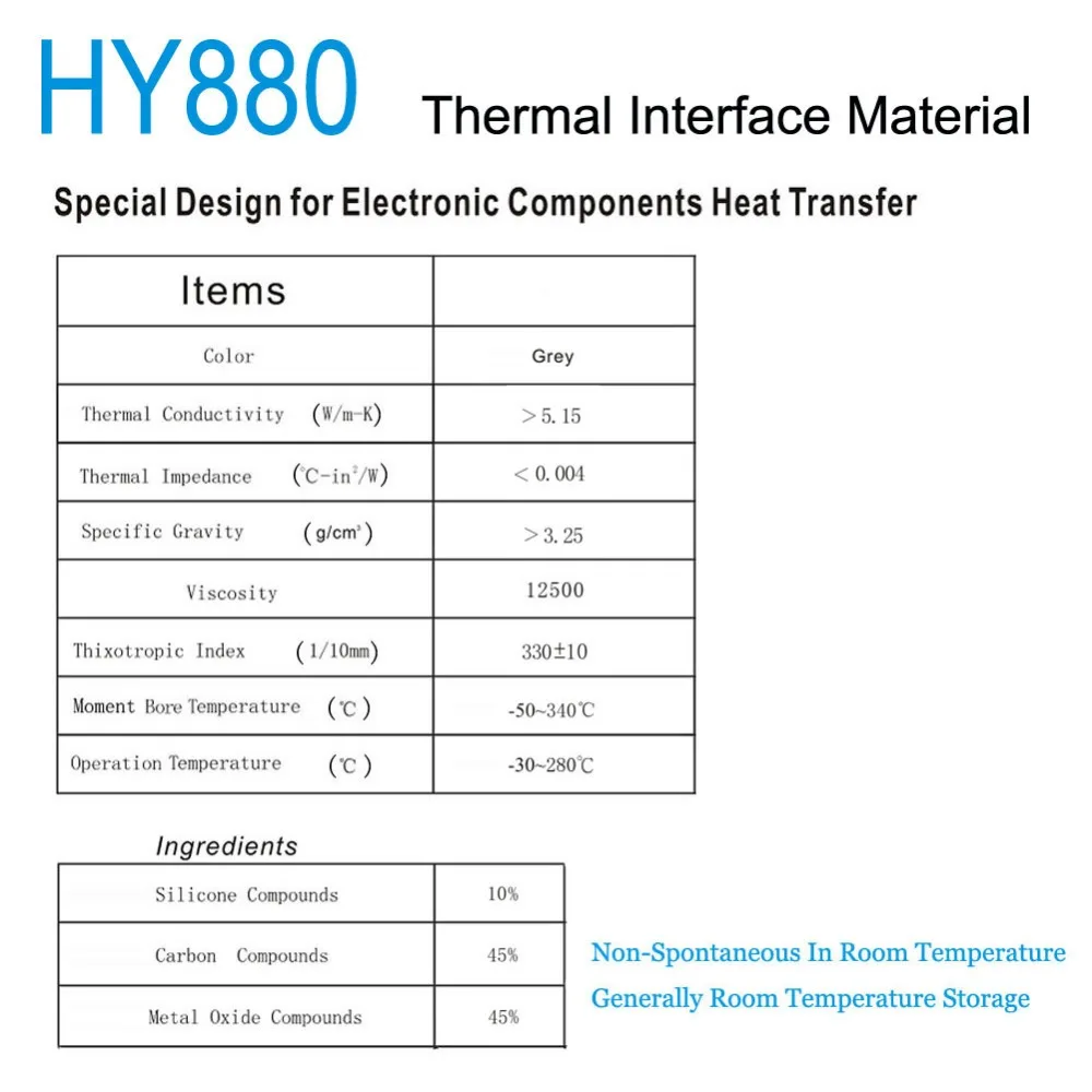 HY880 5,15 Вт 10 г консервированная упаковка, супер углеродная нано Термопаста радиатора, материал интерфейса для cpu GPU светодиодный компоненты
