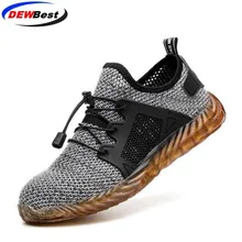 Летняя мужская уличная дышащая сетчатая легкая и удобная Рабочая обувь со стальным носком Мужская прокалывающая защитная обувь