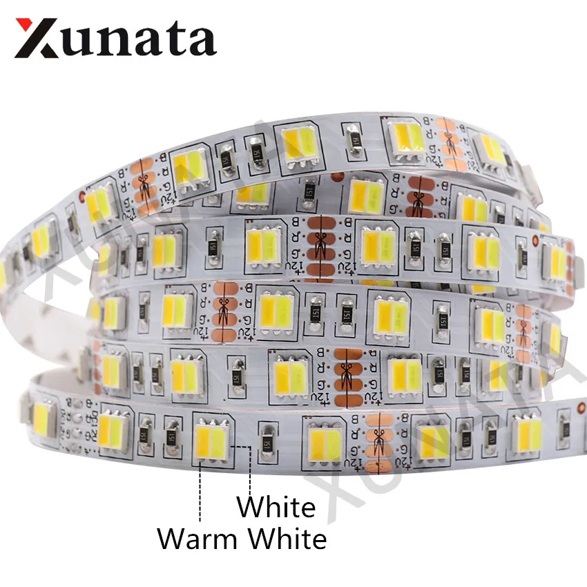 cheap DC12V 5050 Warm White+ White In 1 Chip 60Leds m Led Light Strip Dual White CCT Color Temperature LED Strip 5M Lot